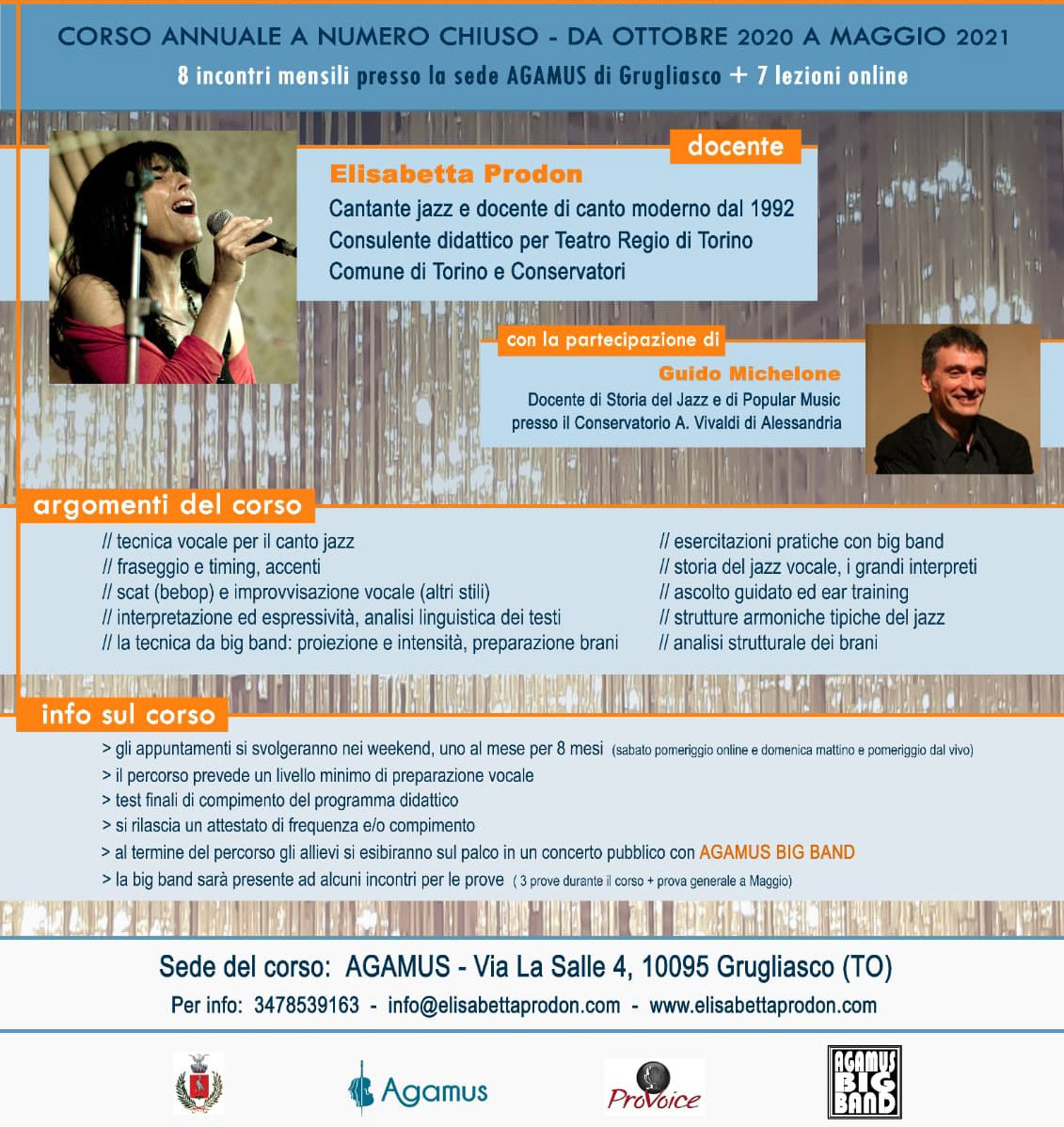 Master annuale Canto Jazz, Vocalist per Big Band, Improvvisazione